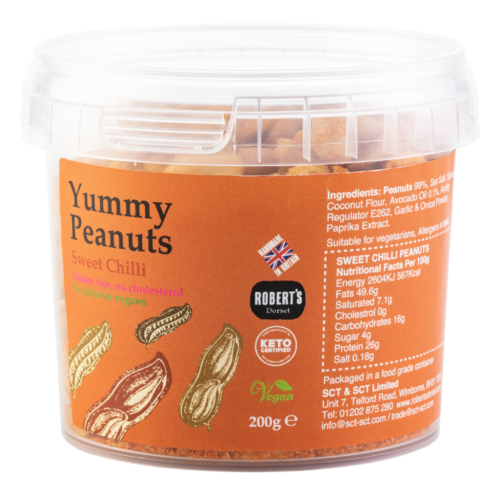 Sweet Chilli flavoured AA-grade gourmet peanuts by Robert's Dorset