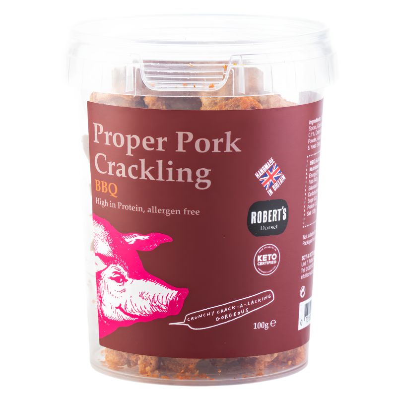 BBQ Proper Pork Crackling 100g by Robert's Dorset.