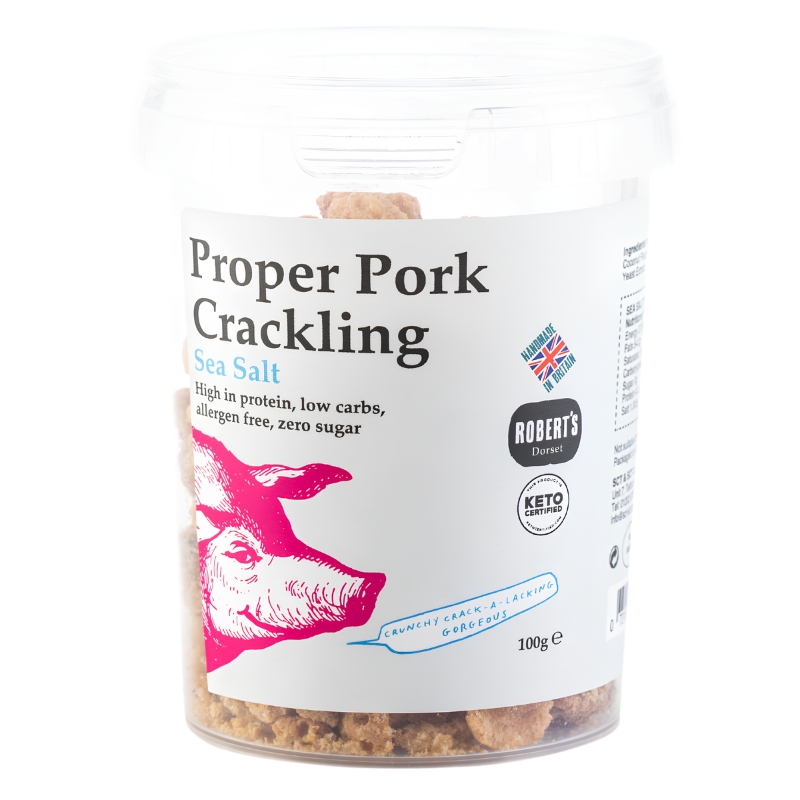 Sea Salt Proper Pork Crackling 100g by Robert's Dorset.